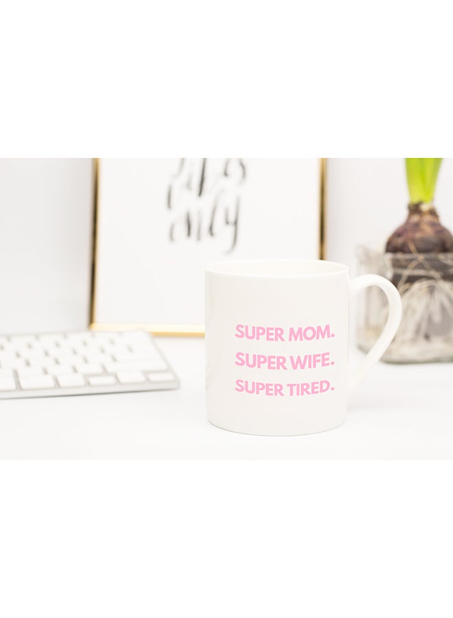 LOUD UNIVERSE - Super Mom Super Wife Super Tired Coffee Mug White 11x14cm - Image 1