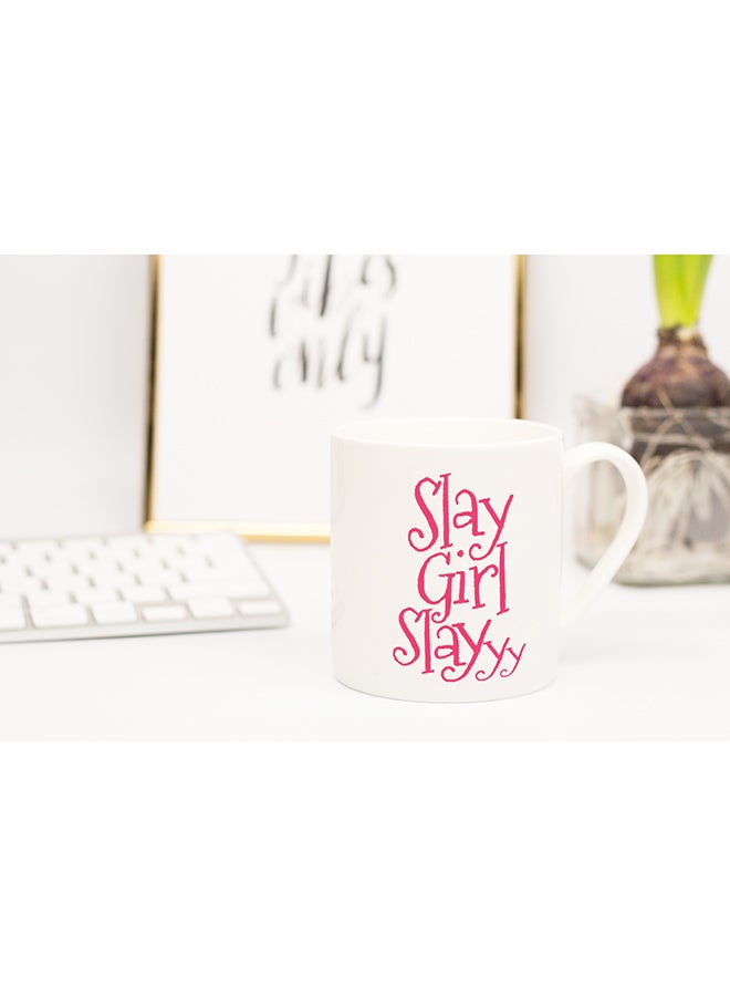 لاود يونيفيرس قدح قهوة مطبوع عليه عبارة "Slay Girl Slay" أبيض 11x14سم - Image 2