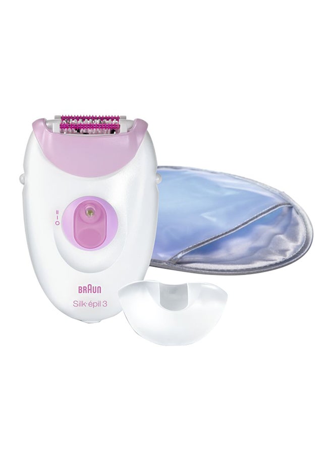 براون آلة نزع شعر الوجه والساق لبشرة حريرية الملمس مزود بقطعتين إضافيتين أبيض/ وردي
