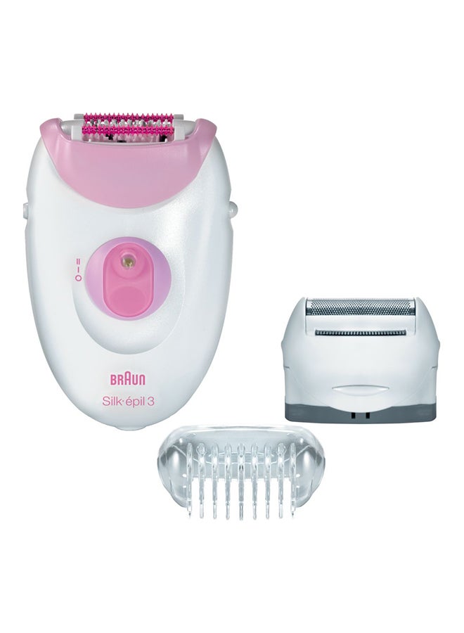 Legs And Body Epilator And Shaver With 3 Extra Accessories White/Pink