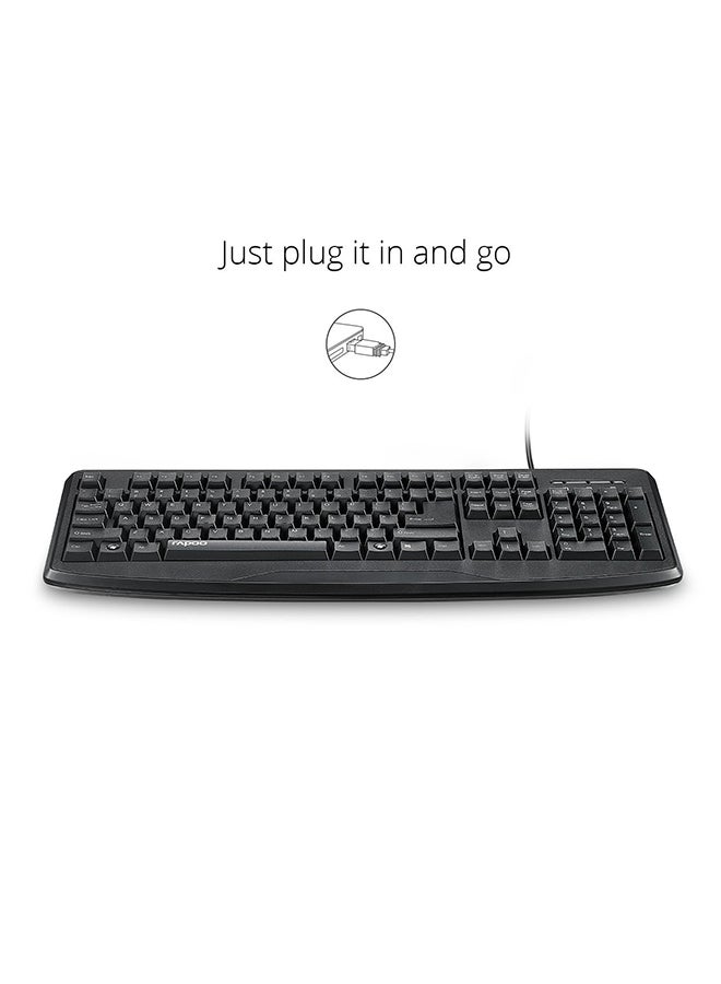 Rapoo NK2500 USB Keyboard - Arabic/English Black - Image 5