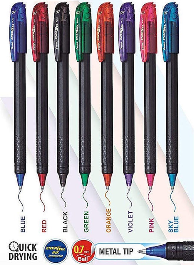 طقم أقلام حبر جل من إنرجل من 8 قطع متعدد الألوان
