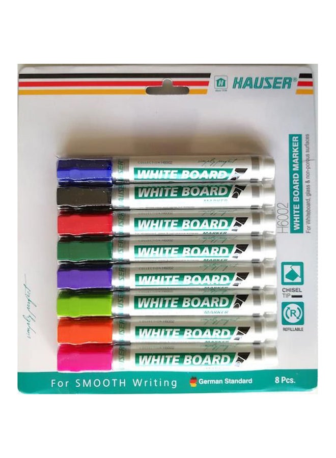 8-Piece Dry Erasable Whiteboard Marker Pen Set Multicolour