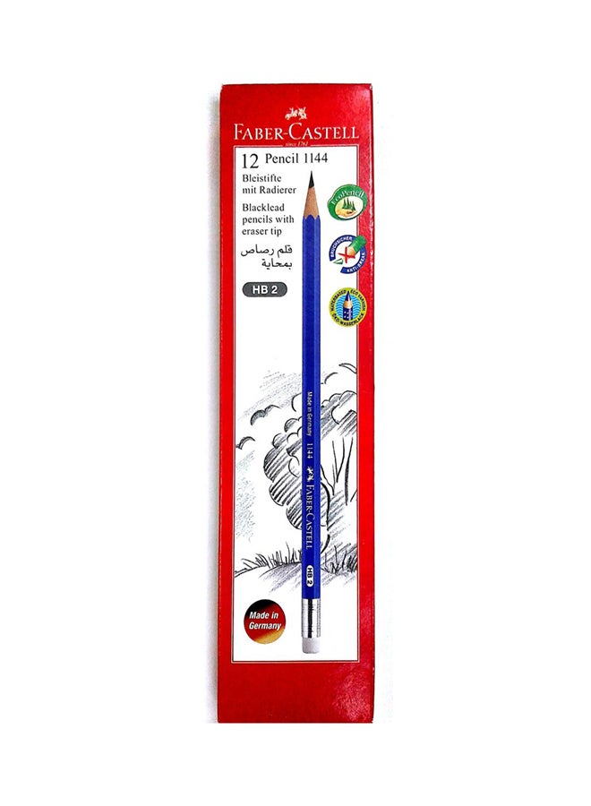 FABER-CASTELL - 12-Piece HB2 Pencil With Eraser Tip Blue - Image 1