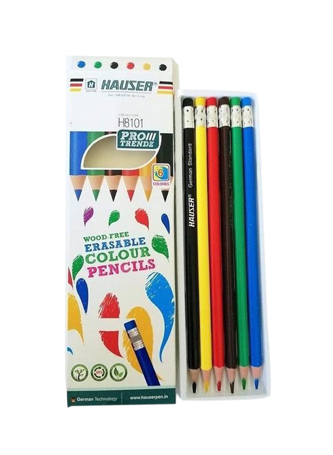HAUSER 6-Piece Erasable Color Pencil Multicolour