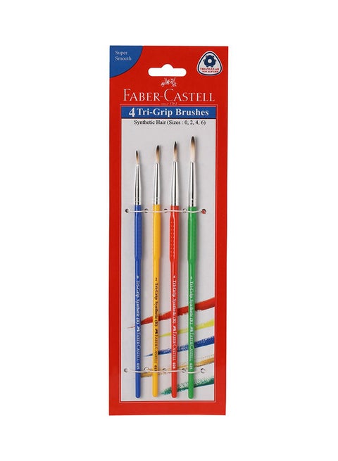 4-Piece Tri Grip Paint Brush Multicolour