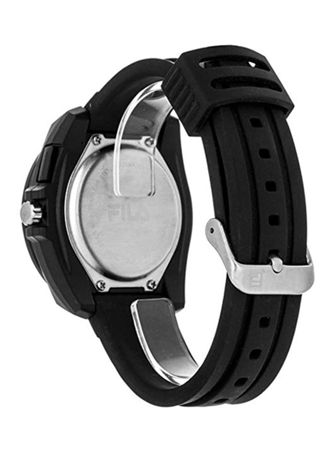 فيلا ساعة يد بعقارب وسوار من السيليكون طراز 38-091-001 - قياس 44 مم - لون أسود men - Image 2