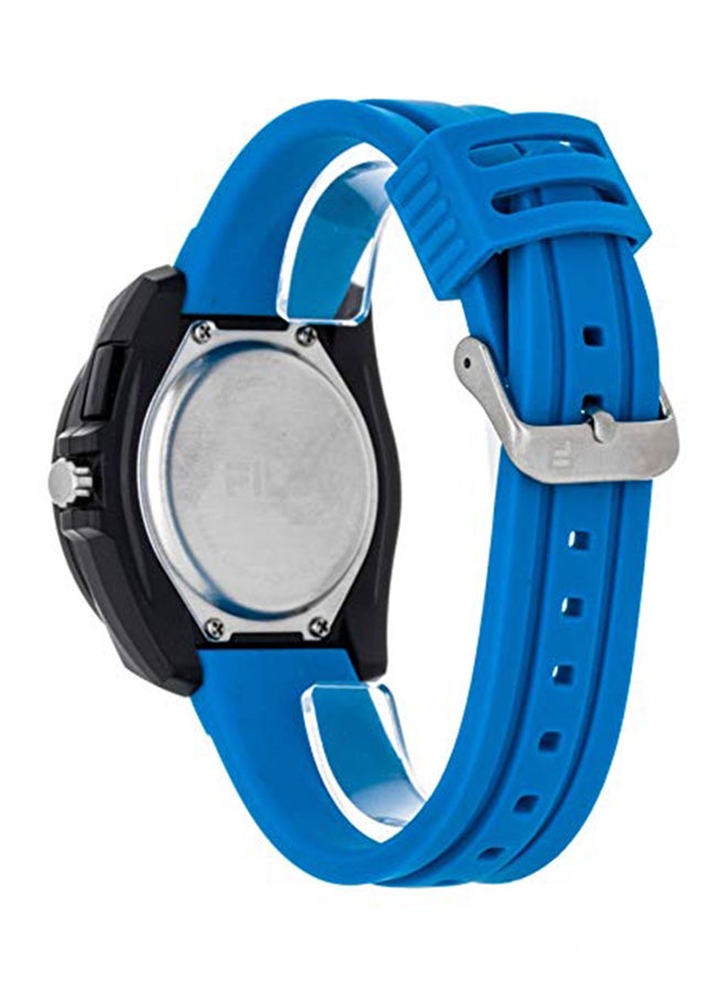 فيلا ساعة يد بعقارب وسوار من السيليكون طراز 38-091-003 - قياس 32 مم - لون أزرق للرجال - Image 2
