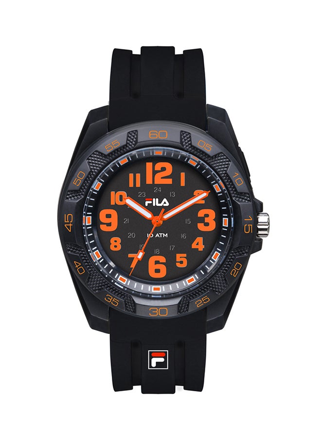 فيلا ساعة يد بعقارب وسوار من السيليكون طراز 38-091-001 - قياس 44 مم - لون أسود men - Image 1