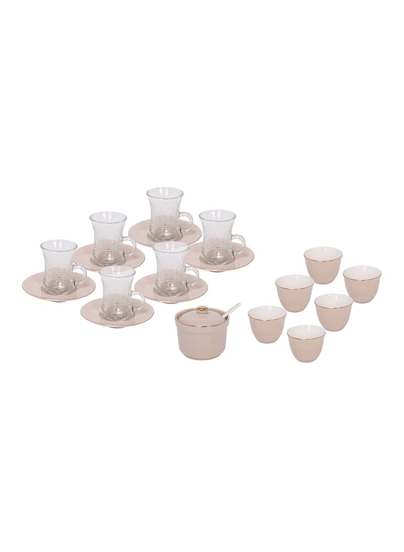 Dallaty 21-Piece Arabic Tea Set Brown 90ml  - Image 1