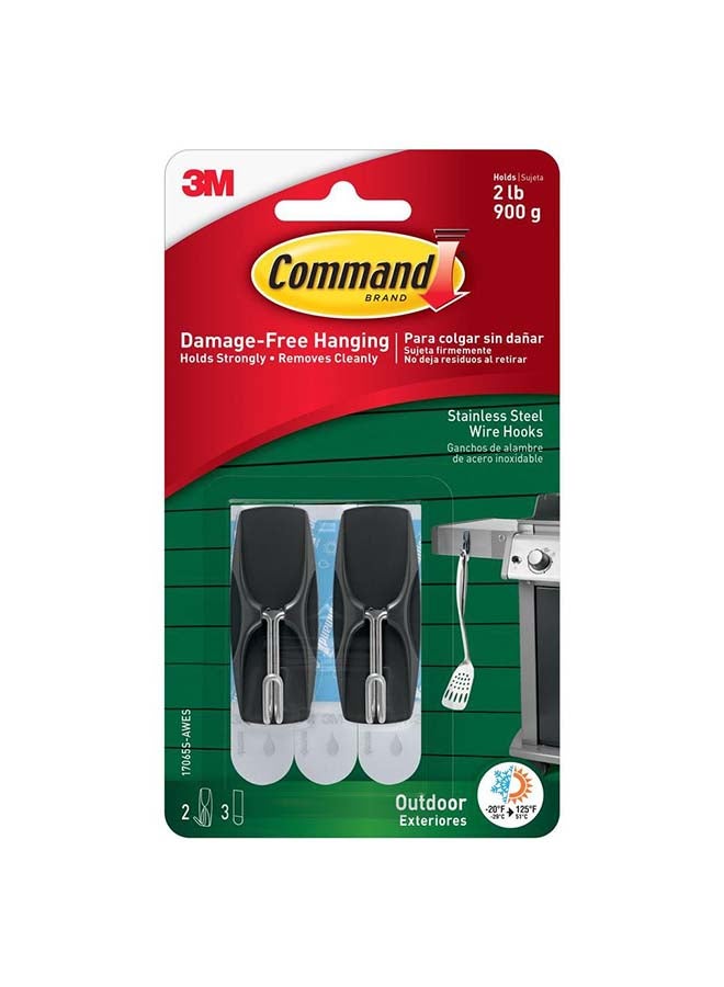 Command 2-hooks, 3-strips Outdoor Wire Hooks Grey M - Image 2