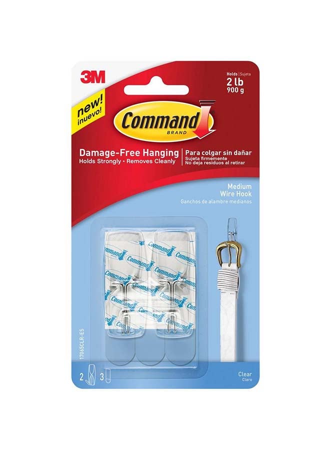 2 Hooks, 3 Strips Wire Toggle Hooks White M