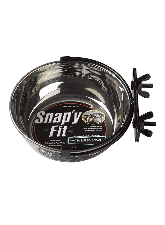 Midwest Snapy Fit Dog Bowl Silver/Black - Image 1