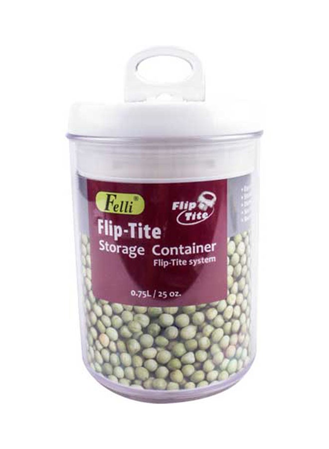 Felli Round Flip Tite Container Clear/White