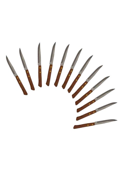 12-Piece Knife Set Brown/Silver 4inch