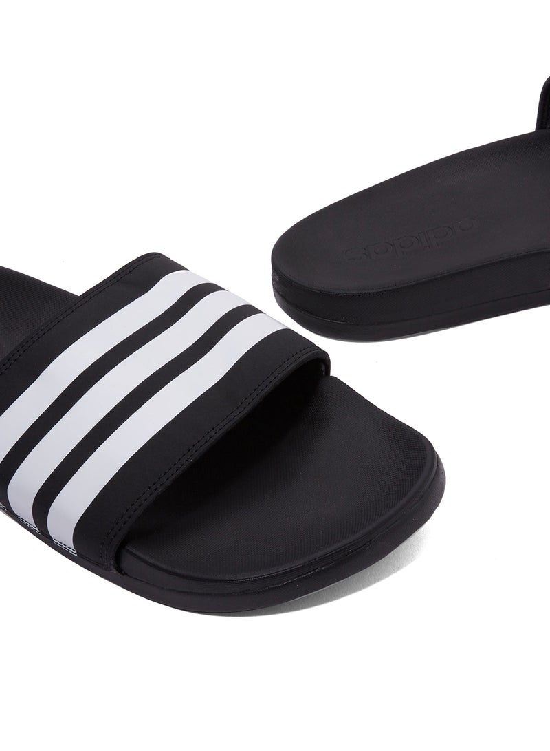 Adidas - Adilette Cloudfoam Plus Stripes Slides Core  Black/Cloud    White - Image 1