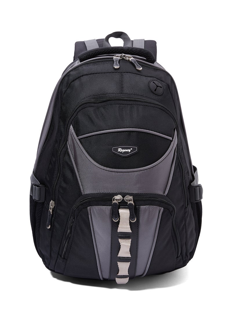 Regency Zipper Closure Backpack Black/Grey - Image 1