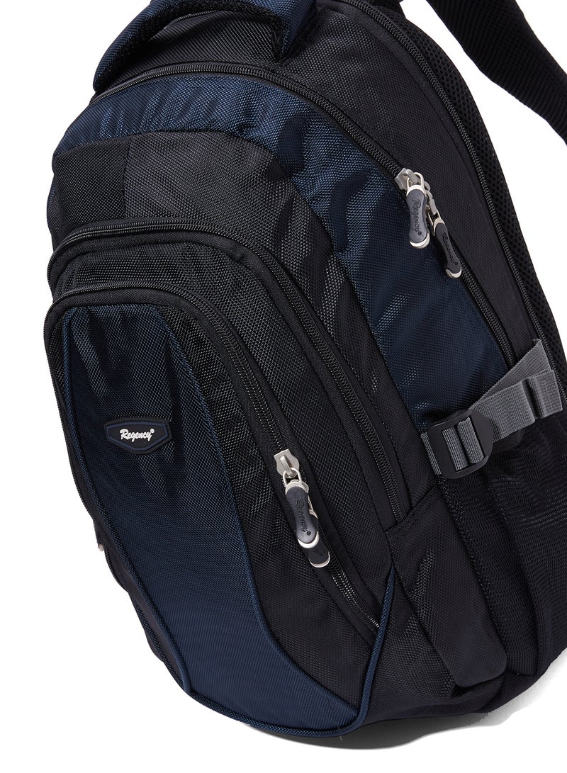 Regency Zipper Closure Backpack Black/Navy Blue - Image 3