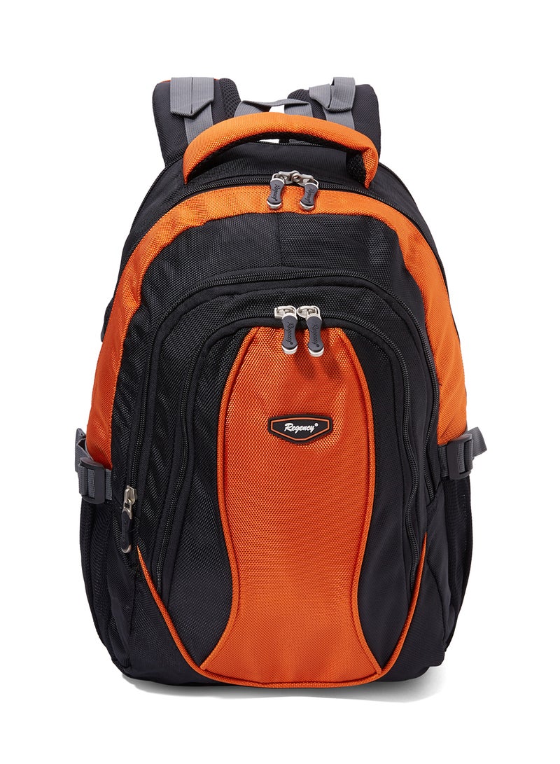 Regency Zipper Closure Backpack Black/Orange - Image 1