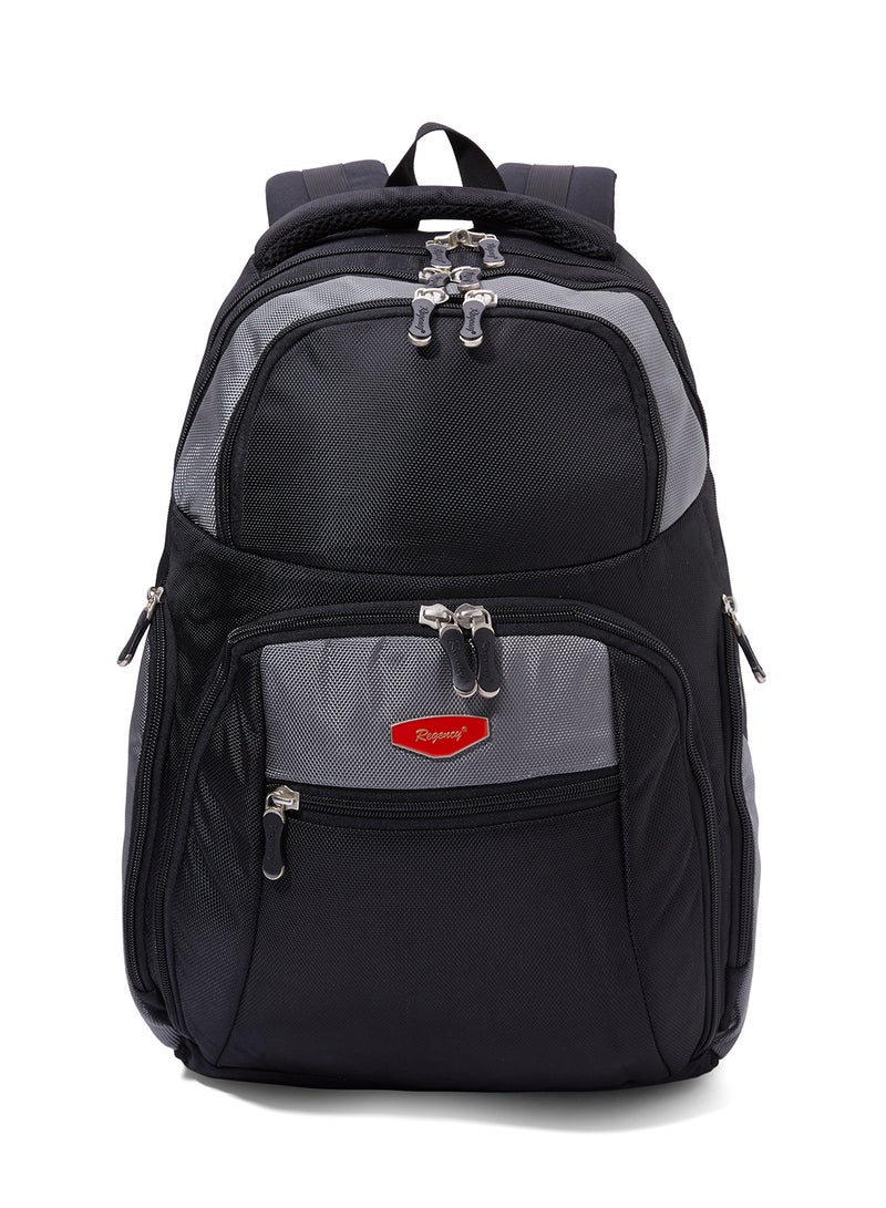 Regency Zipper Closure Backpack Black/Grey - Image 1