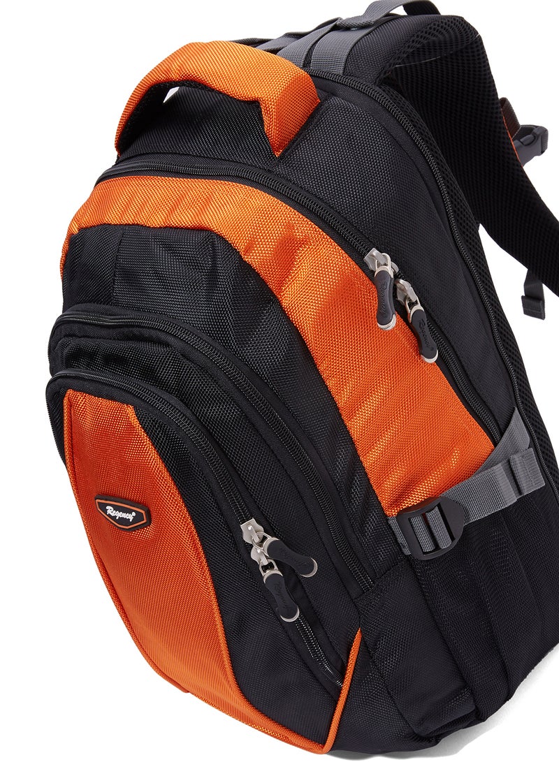Regency Zipper Closure Backpack Black/Orange - Image 3