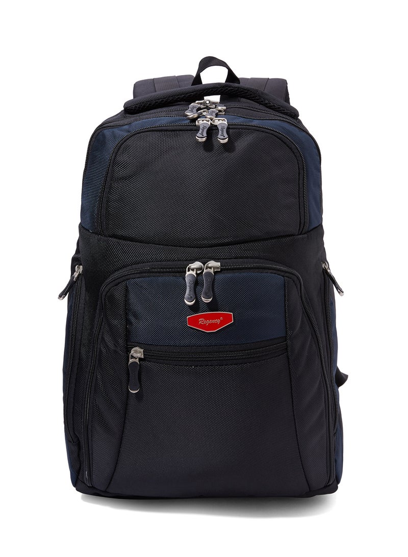 Regency Zipper Closure Backpack Black/Navy Blue - Image 1