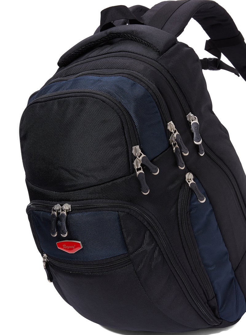 Regency Zipper Closure Backpack Black/Navy Blue - Image 3