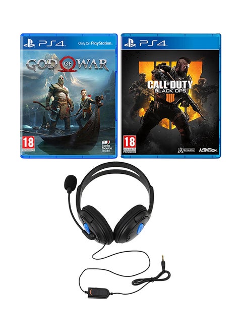 God Of War + Call Of Duty: Black Ops IV (Intl Version) With Gaming Headphones - Action & Shooter - PlayStation 4 (PS4)