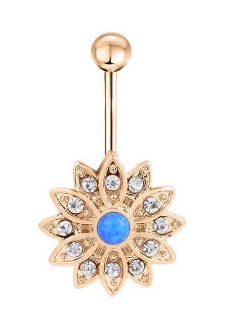 Stainless Steel Flower Piercing Navel Gemstone Belly Ring