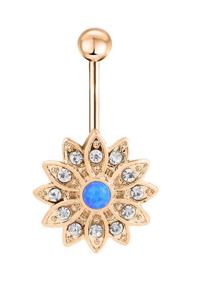 Stainless Steel Flower Piercing Navel Gemstone Belly Ring 
