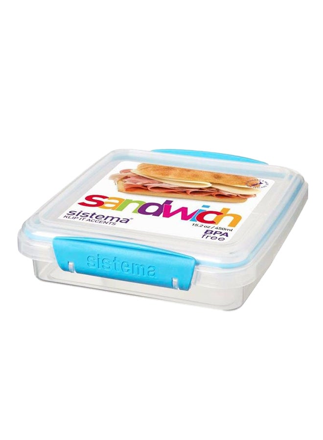 sistema Klip It Accent Sandwich Container Clear/Blue 450ml