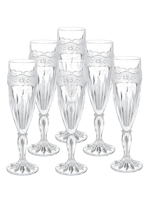 6-Piece Southern Garden Flute Glass Set Clear