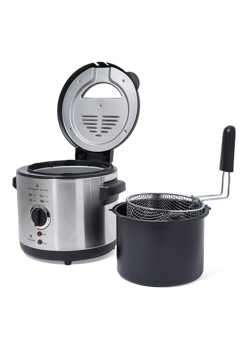 Mebashi - Deep Fryer 1000W ME-DF8001SCB Silver/Black - Image 1