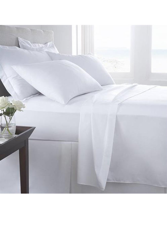 3-Piece Flat Sheet Set Cotton White Double