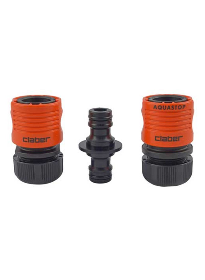 Claber 3-Piece Hose Connector Set Black/Orange 