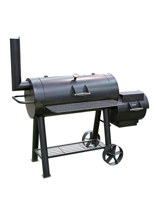 Charcoal Grill With Smoked Wood And Combustion Box Black
