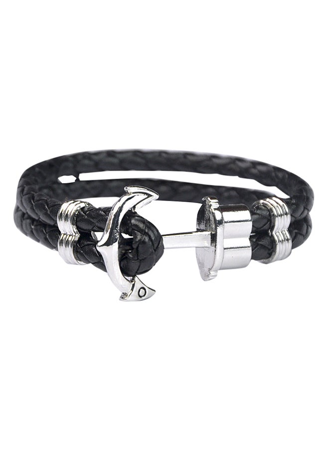 Boat Anchor Braided Leather Bracelet