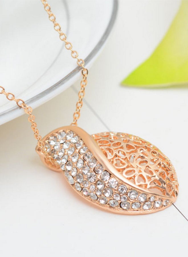 CJ - 18 Karat Gold Plated Crystal Earrings and Necklace Set - Image 1