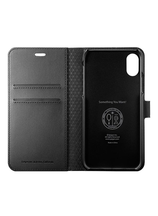 Spigen Flip Case Cover For Apple iPhone XS Black - Image 3