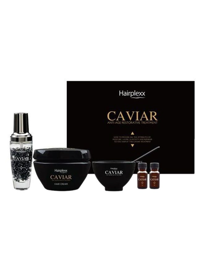 luxury 6- Piece Hairplexx Caviar Professional Anti-Age Restorative Treatment Set Black - Image 1
