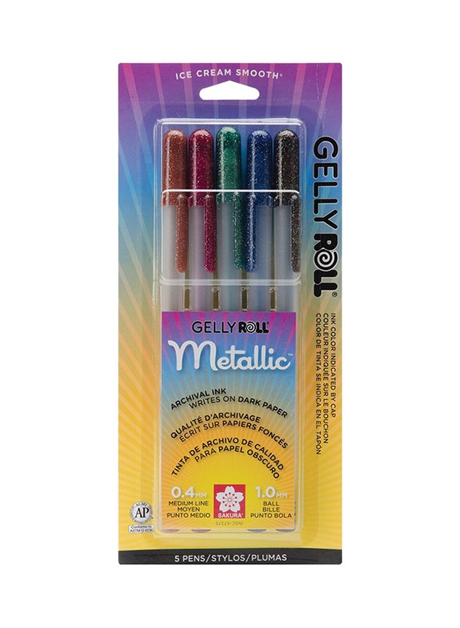 طقم أقلام معدنية من 5 قطع أحمر / أزرق / أخضر