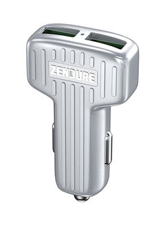 زينديور شاحن سيارة بمنفذ USB مزدوج فضي  - Image 1