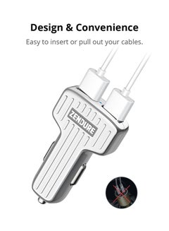 زينديور شاحن سيارة بمنفذ USB مزدوج فضي  - Image 5