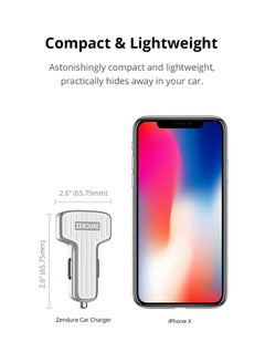 زينديور شاحن سيارة بمنفذ USB مزدوج فضي  - Image 3