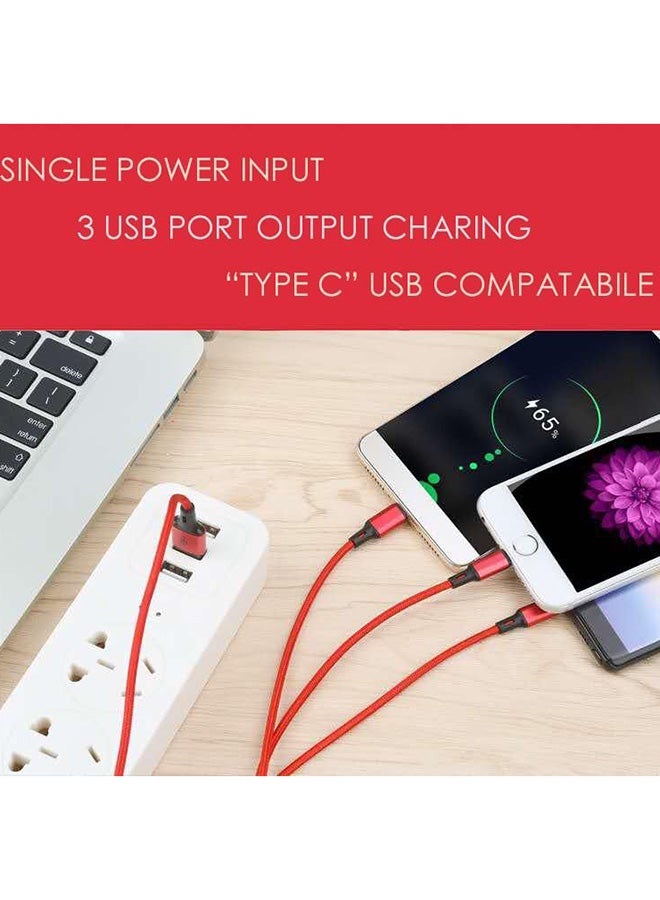 AILife - 3in1 Multi Purpose USB Cable Red - Image 1