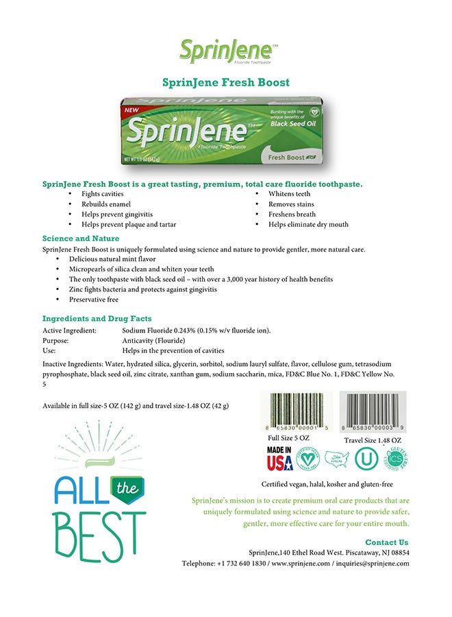 سبرين جين معجون أسنان فريش بوست بالفلورايد أخضر - Image 4