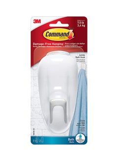 Command 17600B-ES Bathroom Hook With Water-Resistant Strips,Large,Holds 3.4 Kg. Each 1xHook And 2xStrips White 5.7x9.2x22.2inch  - Image 3