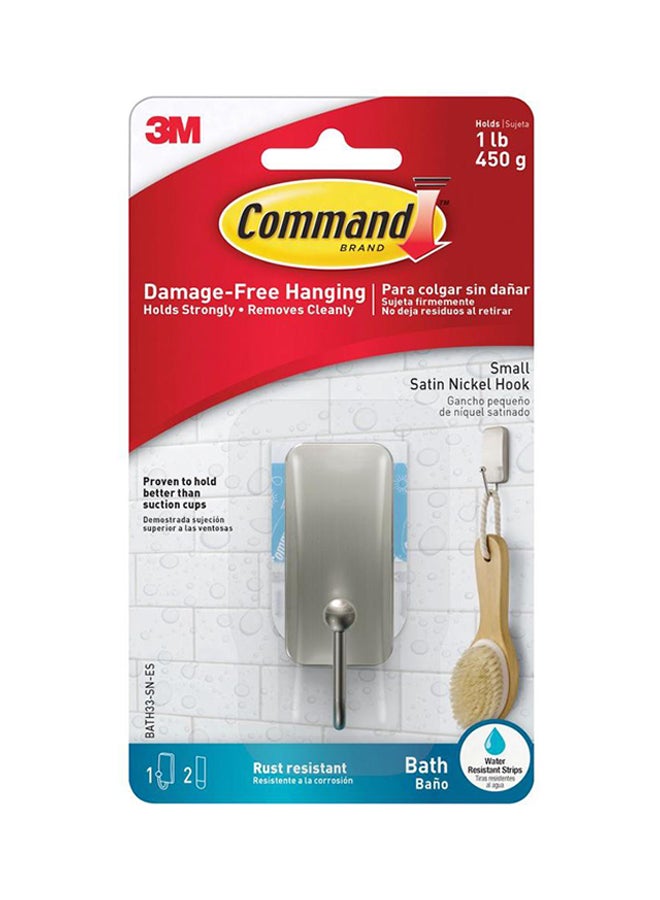 Command - Damage-Free Hanging Bath Hook Satin Nickel S - Image 1
