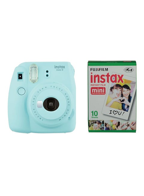 Instax Mini 9 Instant Film Camera Ice  With 10 Sheets