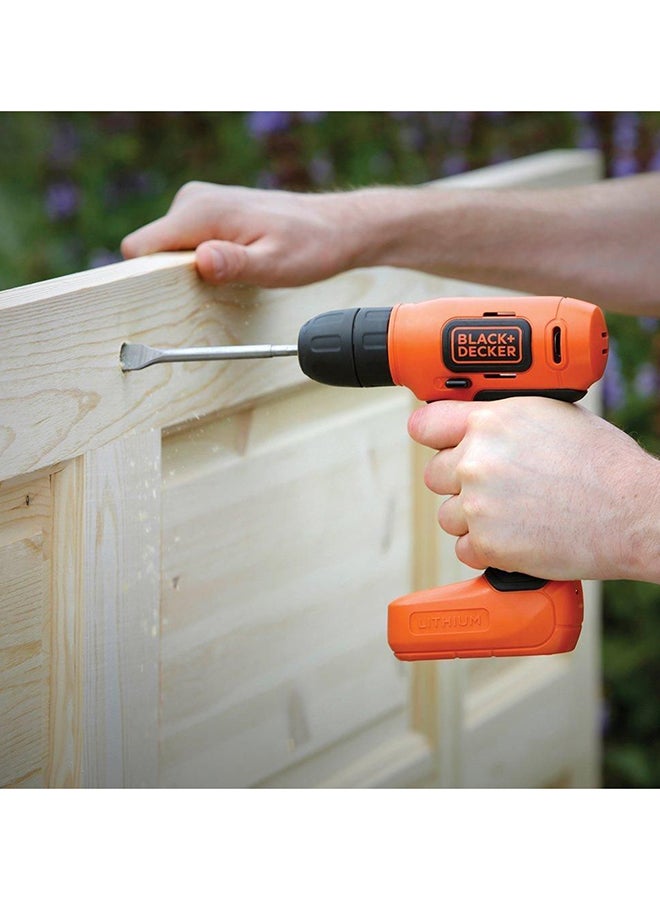 BLACK+DECKER - Cordless Drill Driver With 7-Pieces Screwdriver Bits Set 7.2V Li-Ion BDCD8MEA1-B5 Orange/Black - Image 1